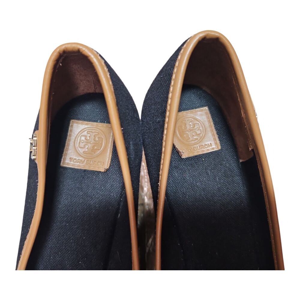 Tory Burch Majorca Espadrille Wedge Women's Size 8 Black Brown Peep Toe EU 38 - Picture 4 of 10